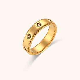 Retro Zircon Star Ring - Fashionable, Minimalist Stainless Steel 18K Plated Jewelry
