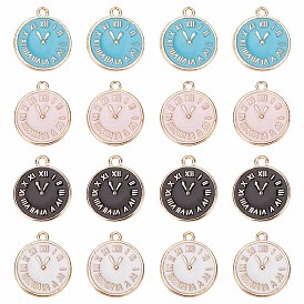 40 шт 4 цвета сплава эмалевые подвески, золотой свет, без кадмия и без свинца, часы