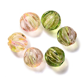 549Pcs Round Corrugated Transparent Acrylic Beads Two Tone