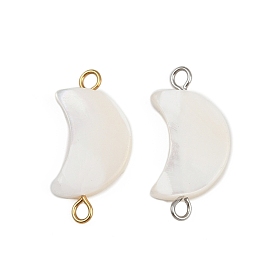 Подвески-коннекторы из натуральной ракушки, с 304 двойными петлями из нержавеющей стали, цвет морской раковины, ионное покрытие (ip)