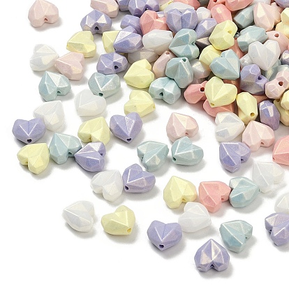 Непрозрачные акриловые бусины с УФ-покрытием, радужный, сердце, граненые