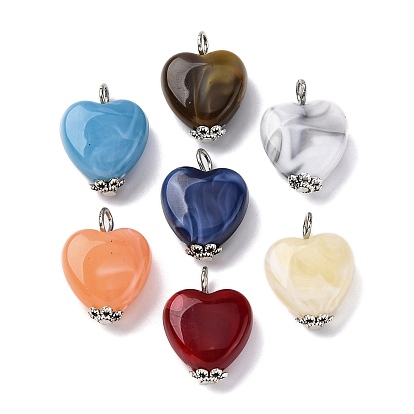 Подвески в стиле акриловых имитаций драгоценных камней, с железными контактами, сердце прелести