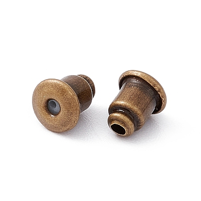 Brass Ear Nuts, Earring Backs, Bullet, 6x5mm, Hole: 1mm