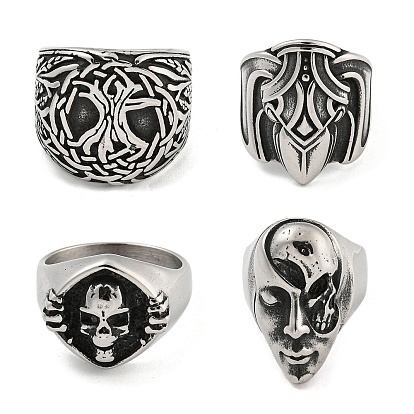 304 открытые кольца из нержавеющей стали, череп
