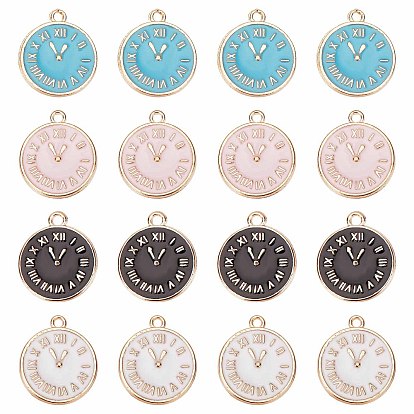 40 шт 4 цвета сплава эмалевые подвески, золотой свет, без кадмия и без свинца, часы