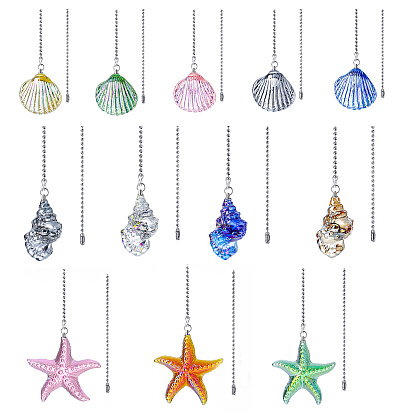 Стеклянные подвески для потолочных вентиляторов с удлинителями цепей, с цепями железный шар, платина