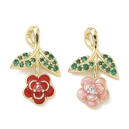 Латунные микро проложить кубического циркония подвески, с эмалью, , реальный 18 k позолоченный, долговечный, без кадмия и без свинца