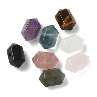 Натуральные смешанные драгоценные камни с двойными концами, заостренные, граненые, цельные бусины