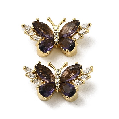 Латунные микро проложить кубического циркония бусы, бабочка