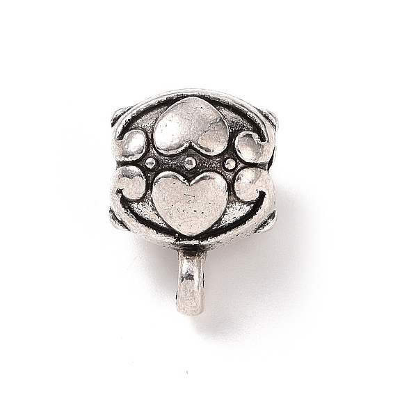 Tibetan Style Alloy Tube Bails, Loop Bails, Hanger Links, Oval with Heart