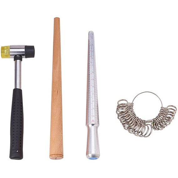Ring Measuring Tool Sets, Installable Two Way Rubber Hammers, Wood Ring Sizers Professional Model