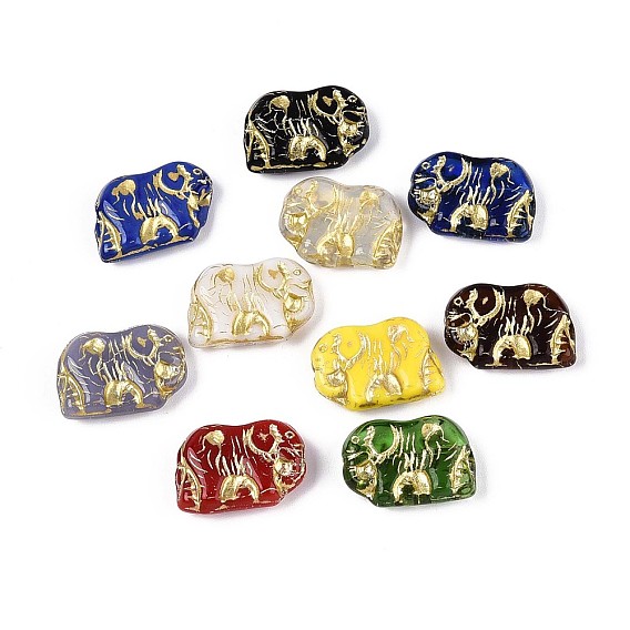 Стеклянные бусины, слон, золотой металл обвитыми