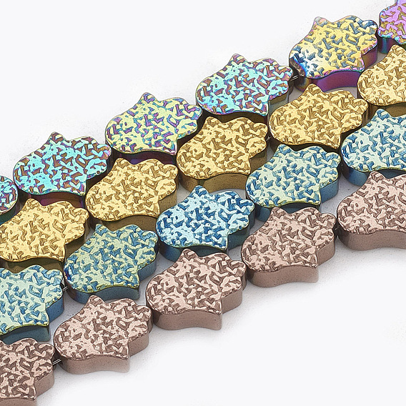 Гальванизировать немагнитных синтетический гематит бисер пряди, hamsa рука / рука fatima / рука miriam