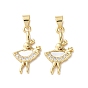 Brass Micro Pave Cubic Zirconia Pendants, Cadmium Free & Lead Free, with Shell, Real 18K Gold Plated, Ballet Dancer