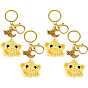 4Pcs Handmade Yarn Star with Alloy Enamel Pendant Keychains, with Zinc Alloy Lobster Claw Clasps and Split Key Rings, Planet & Moon & Star