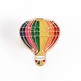 Broches émaillées en alliage, épingles en émail, avec embrayages papillon, montgolfière arc-en-ciel, sans cadmium et sans nickel et sans plomb, or et de lumière