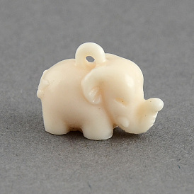 Synthetic Coral Pendants, Elephant, 12x16x8mm, Hole: 1.5mm