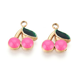 304 нержавеющей стальной эмали подвески, черри прелести, ионное покрытие (ip), реальный 18 k позолоченный