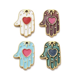 304 подвески из нержавеющей стали, пальмы с сердцем, с эмалью, реальный 18 k позолоченный, ионное покрытие (ip)