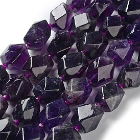 Natural Amethyst Beads Strands, with Seed Beads, Faceted, Rhombus