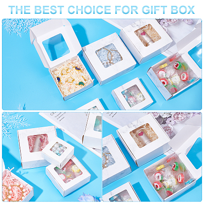 Benecreat 24 шт 6 стили бумага с коробками для конфет из ПВХ, с квадратным окном, для коробки для выпечки, подарочная коробка для детского душа, квадратный