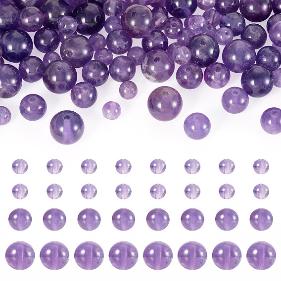 100 шт. 3 стили нити круглых бусин из натурального аметиста, класса AB
