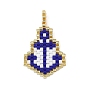 Nautical Glass Seed Beaded Pendants, Anchor & Sailboat Charms