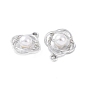 Alloy Rhinestone Pendants, with ABS Plastic Imitation Pearl Beads, Flower Charm