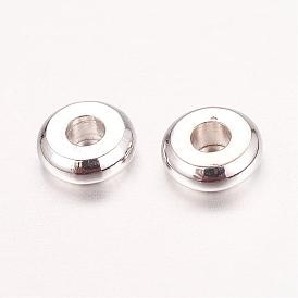 Real Platinum Plated Brass Spacer Beads, Nickel Free, Flat Round