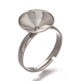 304 ajustable anillo de dedo de acero inoxidable componentes de configuración de diamantes de imitación