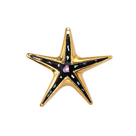 304 эмаль нержавеющей стали большие кулоны, очарование морской звезды, с оболочкой, реальный 18 k позолоченный, ионное покрытие (ip), долговечный