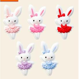 10Pcs 5 Colors Cartoon Rabbit Silicone Beads, Chewing Beads For Teethers, DIY Nursing Necklaces Making