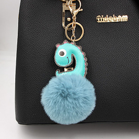 Cute Dinosaur Lady Bag Keychain Plush Ball Backpack Pendant - Factory