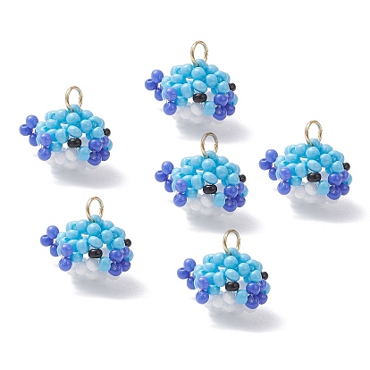 Подвески-пуховики из стеклянных бусин, с 304 кольцами из нержавеющей стали, реальный 18 k позолоченный