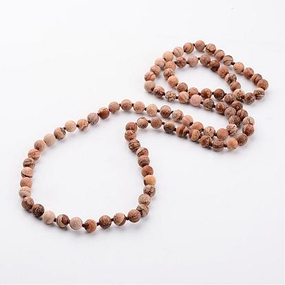Natural Picture Jasper Necklaces, Beaded Necklaces, 36.2 inch 