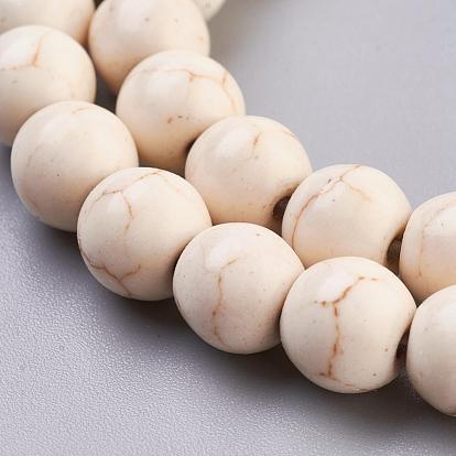 Synthetic Magnesite Beads Strands, Round, 8mm