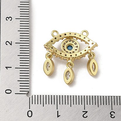 Brass Micro Pave Cubic Zirconia Pendants, with Glass, Real 18K Gold Plated, Eye