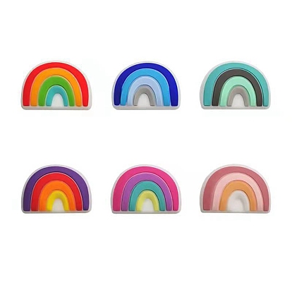 Food Grade Eco-Friendly Silicone Focal Beads, Chewing Beads For Teethers, DIY Nursing Necklaces Making, Rainbow