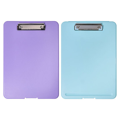2Pcs 2 Colors Rectangle Plastic Clipboards, Writing Pad Board, File Box