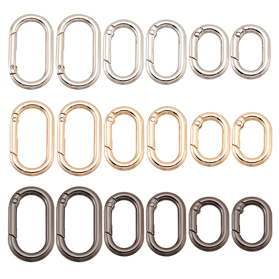 18шт 9 цвета сплава пружинные затворные кольца, овальные
