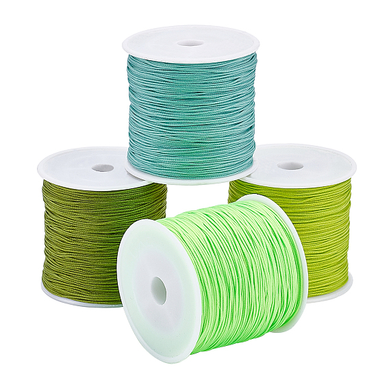 4 Roll 4 Colors Braided Nylon Thread, Chinese Knotting Cord for Beading Jewelry Making Macrame Craft