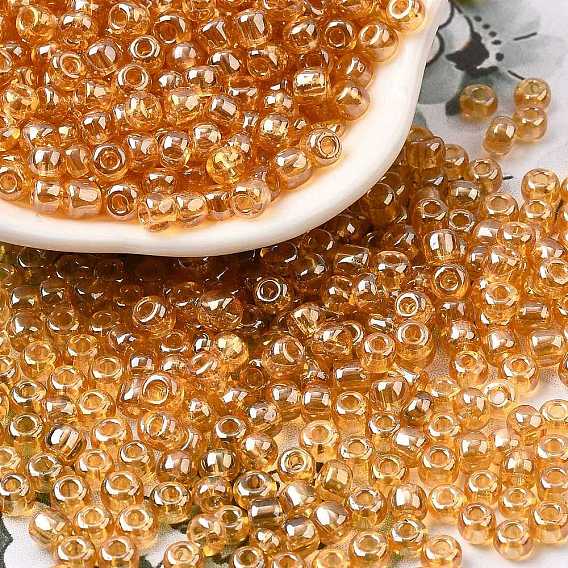 Glass Seed Beads, Transparent Colours Lustered, Round