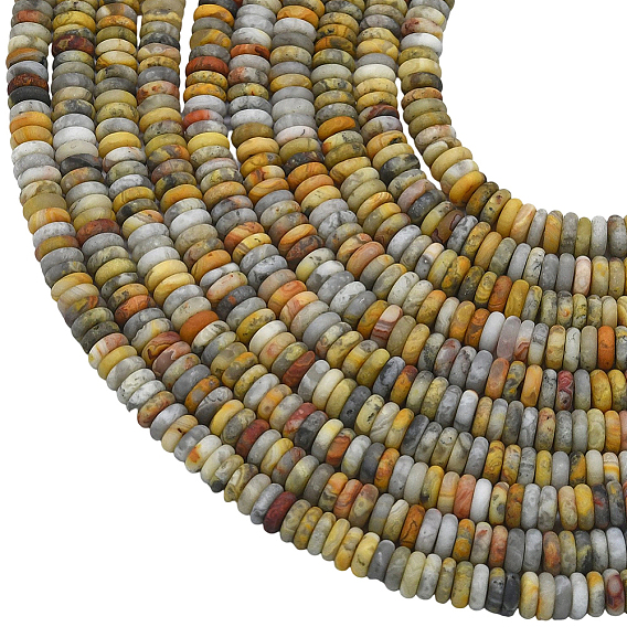 1 нити из натуральных матовых бусин из агата цвета «сумасшедший», рондель