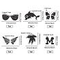 Fingerinspire 6Pcs 6 Style Glitter Hotfix Rhinestone, Iron on Patches, Dress Shoes Garment Decoration, Dolphin & Butterfly & Letter M & Glasses & Butterfly & Maple Leaf