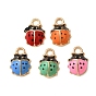 Alloy Enamel Pendants, Ladybug Charms, Golden