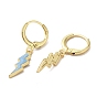 Lightning Bolt Real 18K Gold Plated Brass Dangle Leverback Earrings, with Enamel