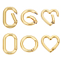 6шт 3 стили латунные пружинные затворные кольца, круглый и сердце и овал