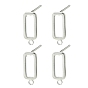 SHEGRACE Brass Stud Earring Findings, Rectangle, with Loop, Cadmium Free & Lead Free & Nickel Free