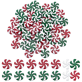 60 шт 2 цвета пластиковые бусины, рождественские конфетные украшения, плоский круглый с леденцом