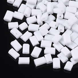 Opaque Glass Seed Beads, Round Hole, Flat Rectangle